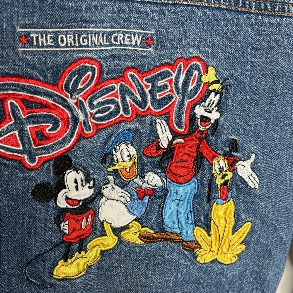 Disney Vintage Embroidered Jean Jacket Kids Girls Size 10/12 Denim Mickey Y2K